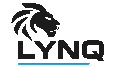 LYNQ logo with a lion's head on a white background